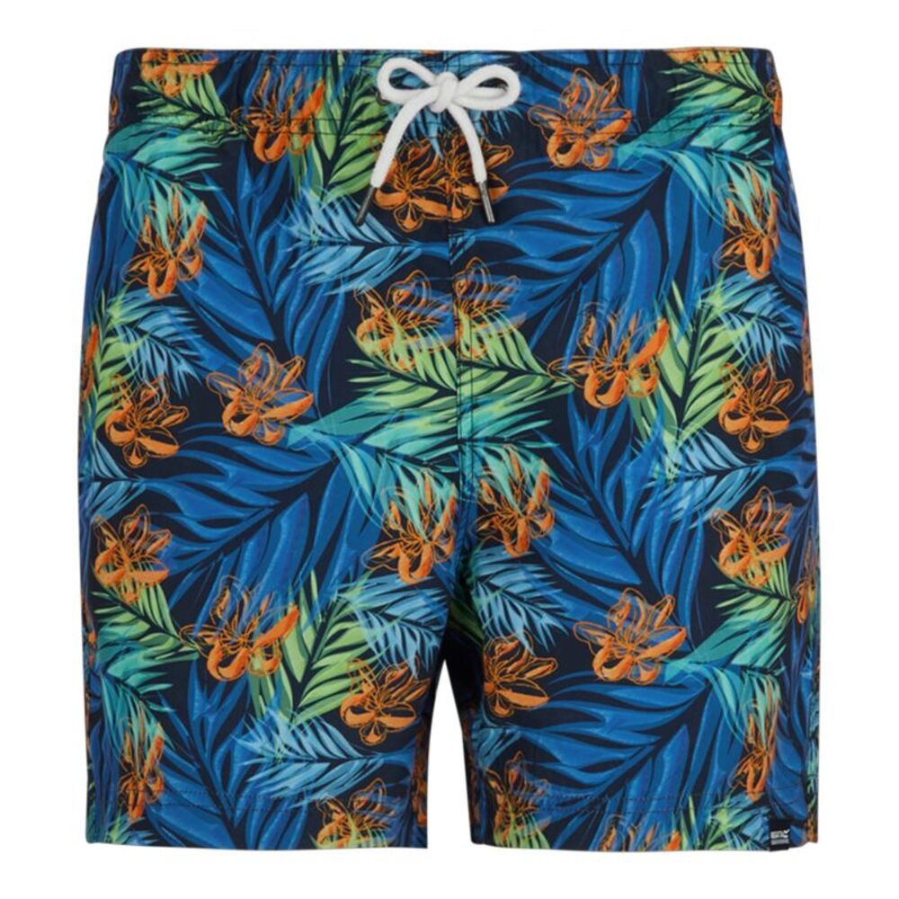 Regatta Mens Loras Tropical Leaves Swim Shorts / Navy